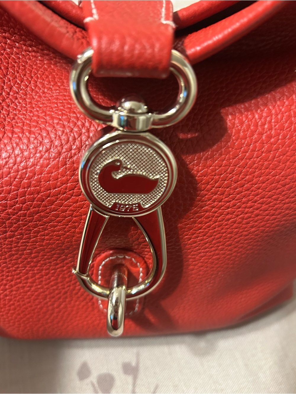 Dooney & Bourke Red Pebbled Leather Shoulder Bag with Gold Hardware - Picture 4 of 12